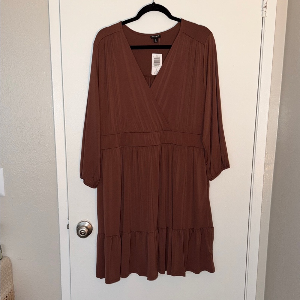 Torrid Size 18-20 Brown Long Sleeve Dress
